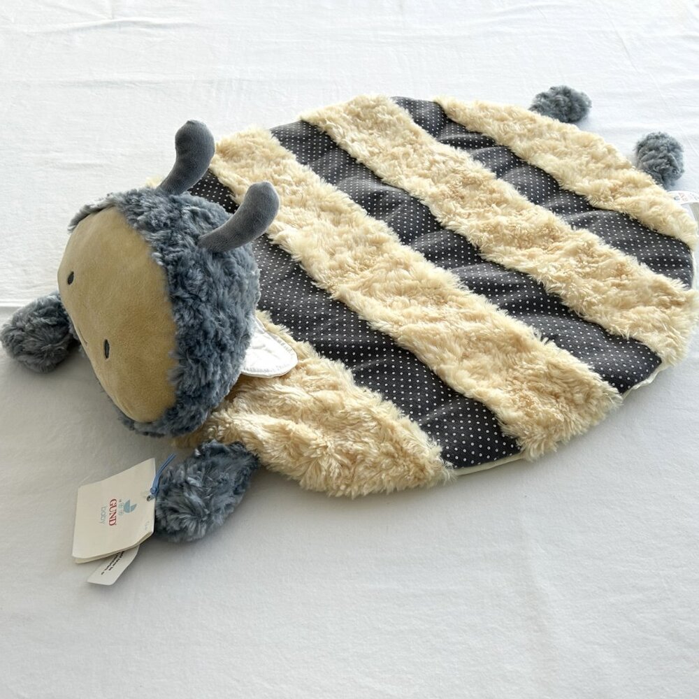 New! Baby GUND Comfy Cozy Buzzi Lovey Blanket Bee Plush Play Mat Yellow Gray NWT - Picture 4 of 7